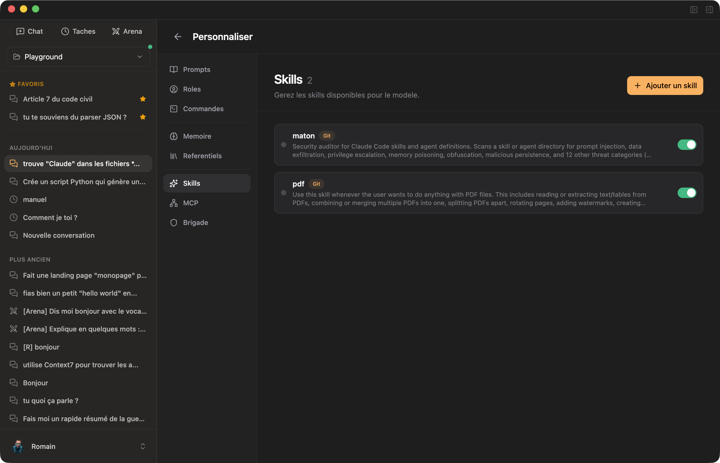 Skills installables depuis Git ou local